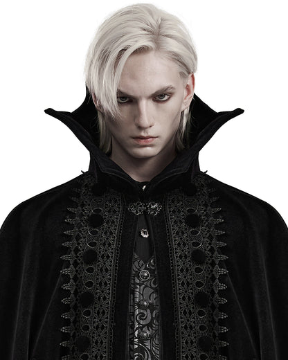 PR-WY-1555DPM-BKM Mens Long Gothic Nobleman Velvet Vampire Cloak