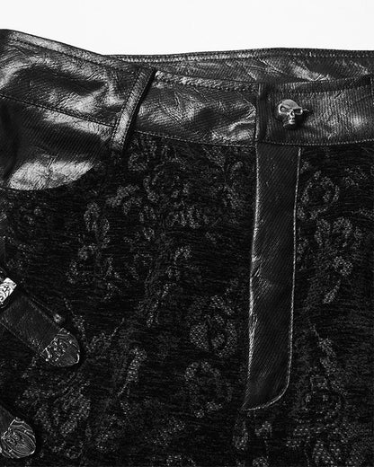 WK-729XCF-BKF Womens Baroque Gothic Rose Flared Pants