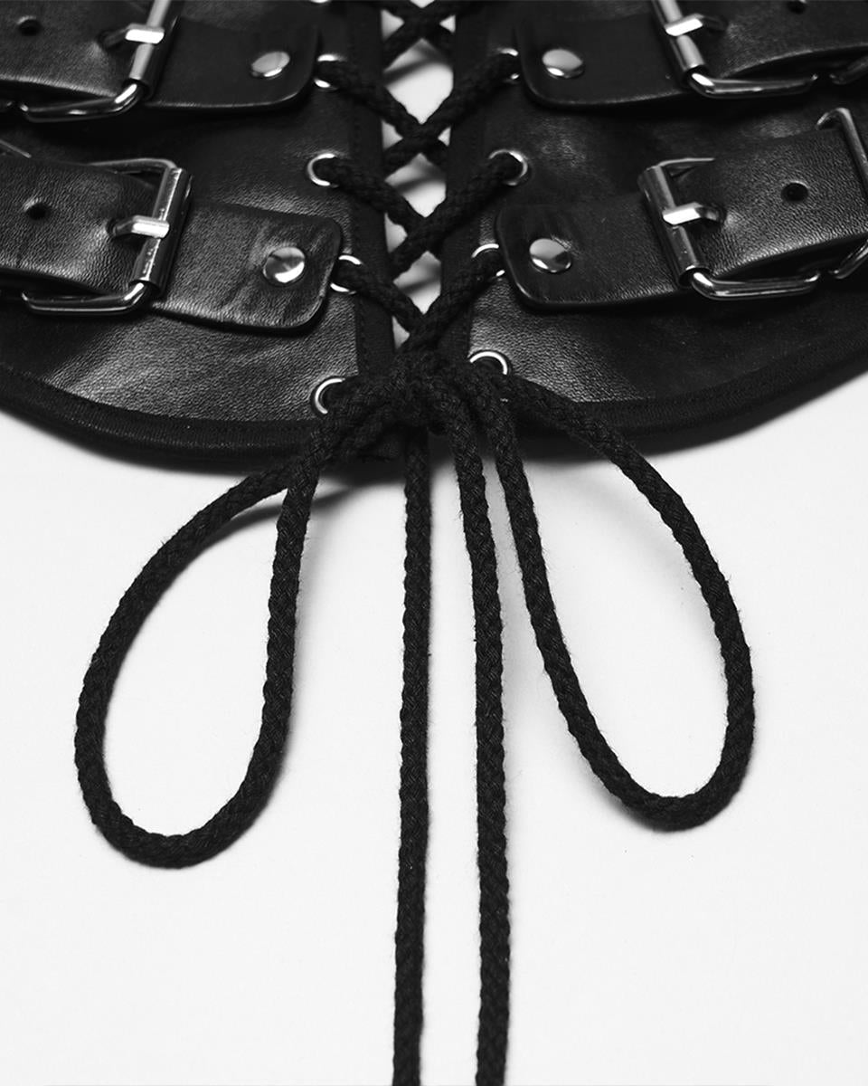 WS-852YDM Mens Apocalyptic Gothic Faux Leather Buckled Strapping Corset Girdle Belt