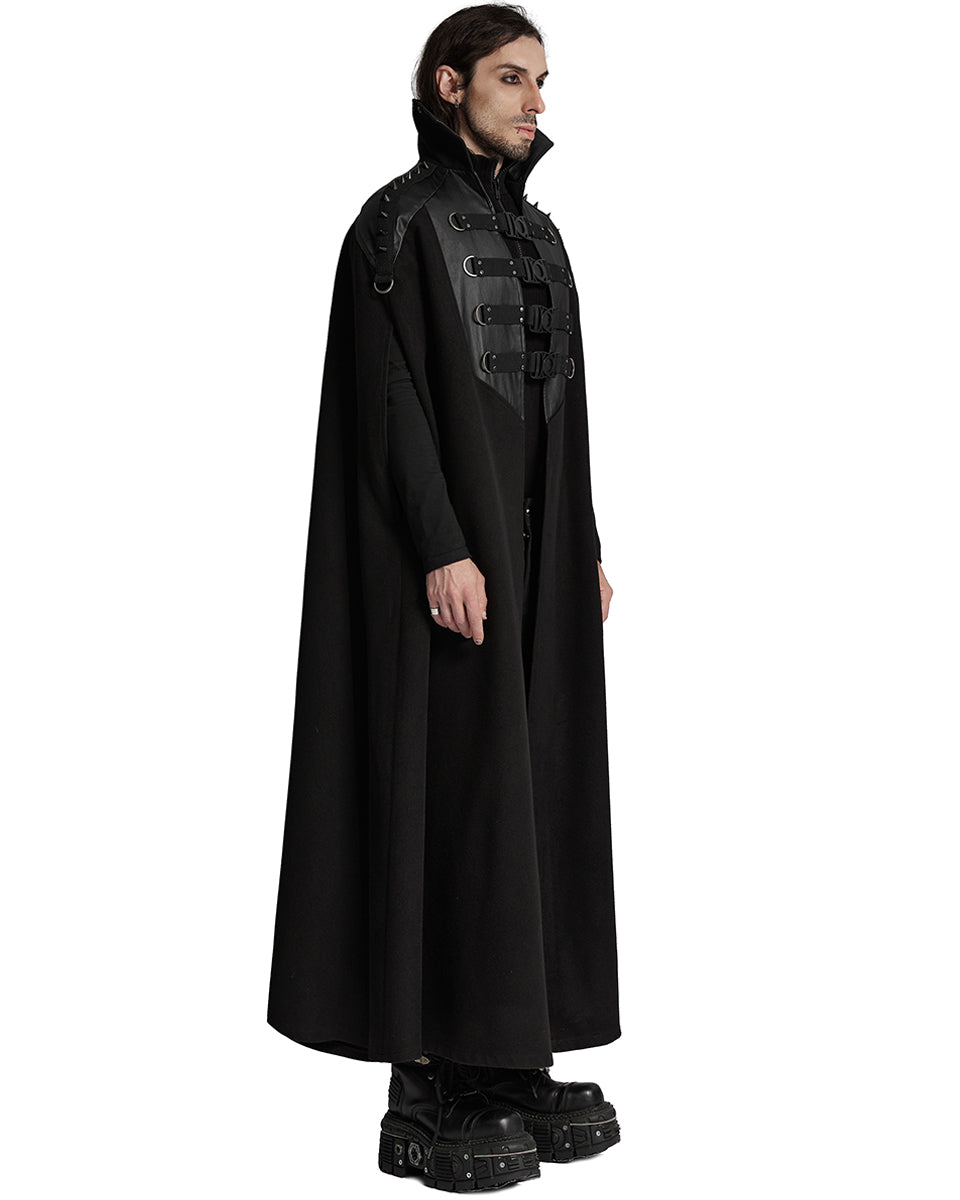 WY-1680DPM Mens Long Dark Gothic Cyberpunk Spiked Cloak