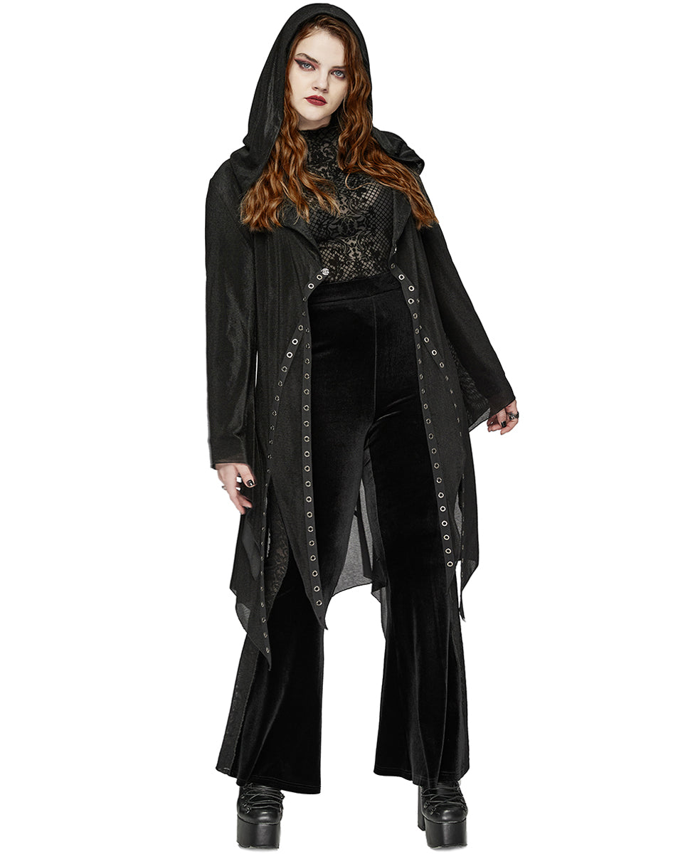 DY-1627XCF Plus Size Womens Gothic Witch Layered Mesh Hooded Cardigan