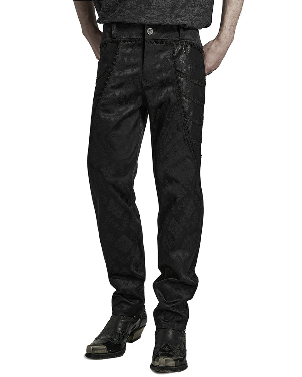 PR-K560-BKM Mens Gothic Aristocrat Jacquard Dress Pants