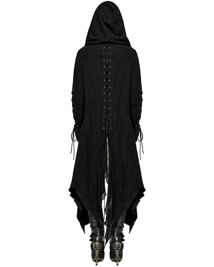 PR-DY-1498ZCF-BKF Womens Apocalyptic Gothic Hooded Cloak Waterfall Cardigan - Extended Size Range