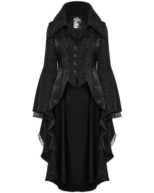 WY-1736XCF-BKF Womens Regency Gothic Jacquard Cutaway Frock Coat