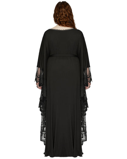 DQ-724DQF Plus Size Womens Gothic Batwing Maxi Dress - Black