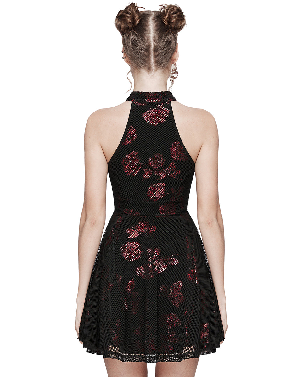 WQ-688LQF-BKRDF Daily Life Enmeshed Gothic Rose Dress - Black & Red