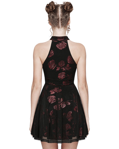 WQ-688LQF-BKRDF Daily Life Enmeshed Gothic Rose Dress - Black & Red