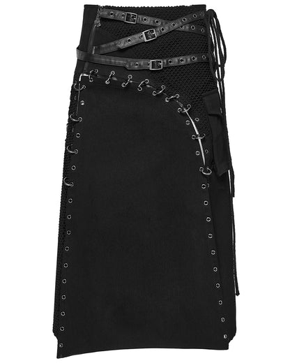 WQ-872BQM-BKM Mens Apocalyptic Gothic Transformer Utility Kilt Skirt