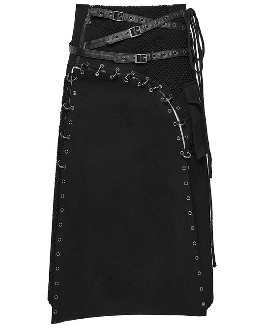 WQ-872BQM-BKM Mens Apocalyptic Gothic Transformer Utility Kilt Skirt