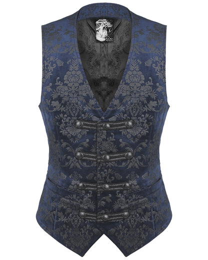 Y-452 Alcazar Mens Waistcoat Vest - Blue Damask