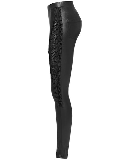 PR-WK-574DDF-BKF Womens Gothic Mesh Inset Leggings