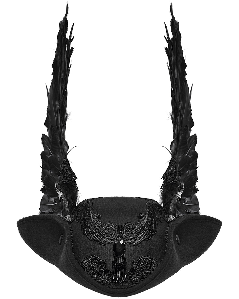 WS-805MZ Unisex Gothic Dark Demon Feathered Wings Tricorn Hat