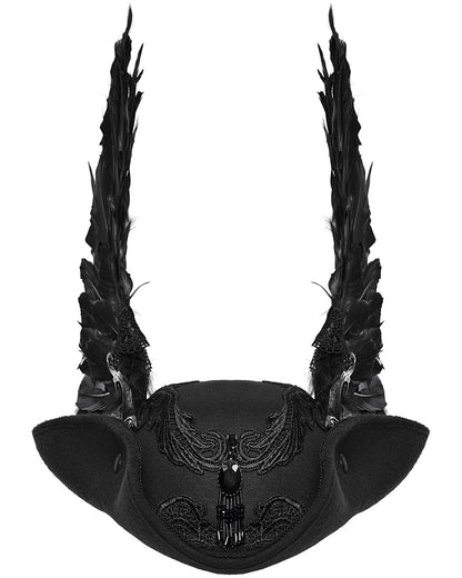 WS-805MZ Unisex Gothic Dark Demon Feathered Wings Tricorn Hat