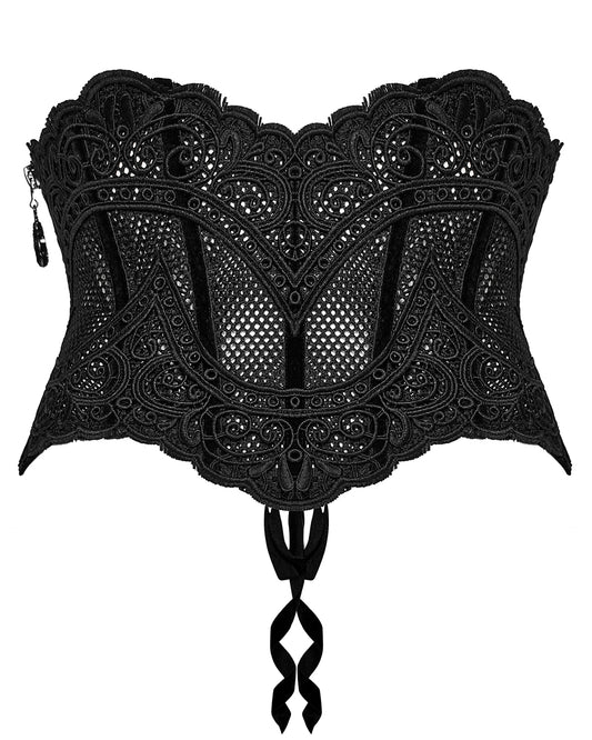 WS-615YDF-BKF Elegant Gothic Lace Applique Cincher Corset