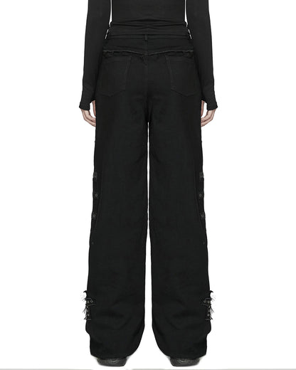 WK-658NCF Womens Apocalyptic Gothic Cut & Sew Crucifix Cargo Pants