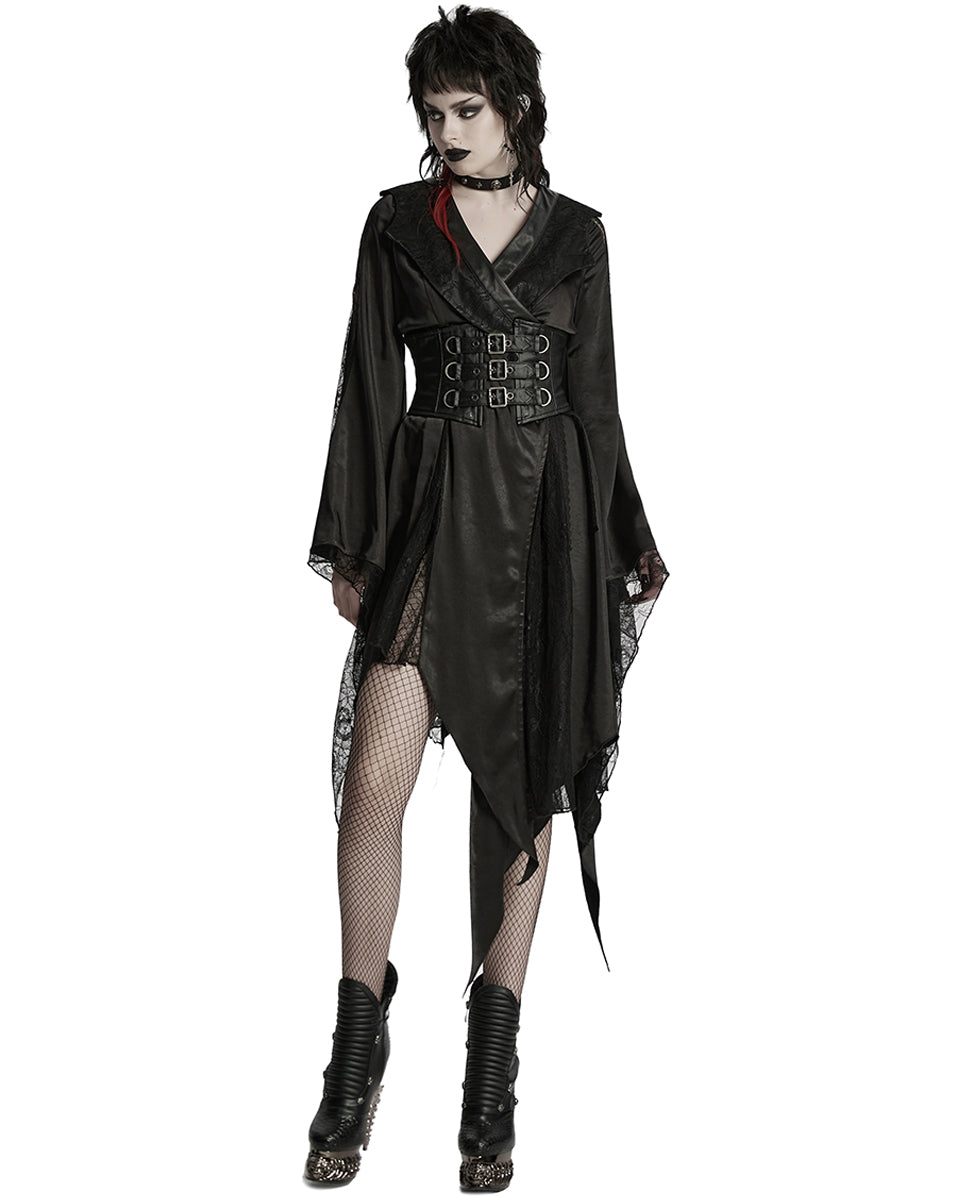 WY-1723XCF-BKF Womens Dark Gothic Lolita Lace Inset Kinono Dress Jacket