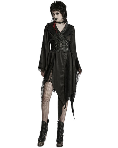 WY-1723XCF-BKF Womens Dark Gothic Lolita Lace Inset Kinono Dress Jacket