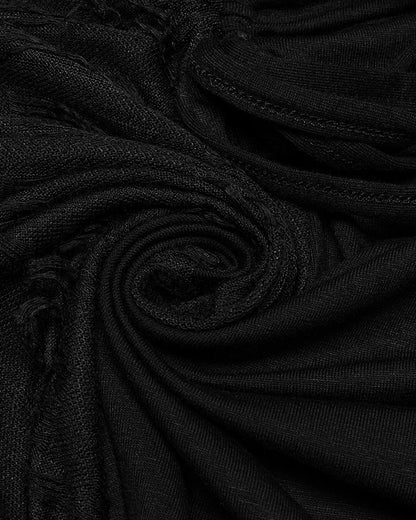 OQ-794LQF Daily Life Apocalyptic Gothic Broken Knit Ruching Dress