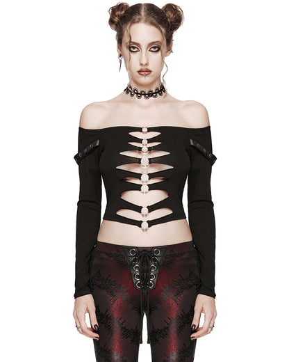 WT-875TCF-BKF Daily Life Cutout CyberPunk Piercing Top