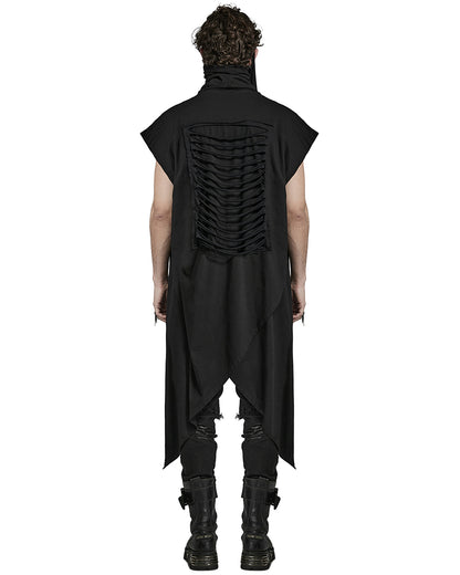 PR-Y1480-BKM Mens Doomsday Apocalyptic Gothic Shredded Sleeveless Wrap Vest