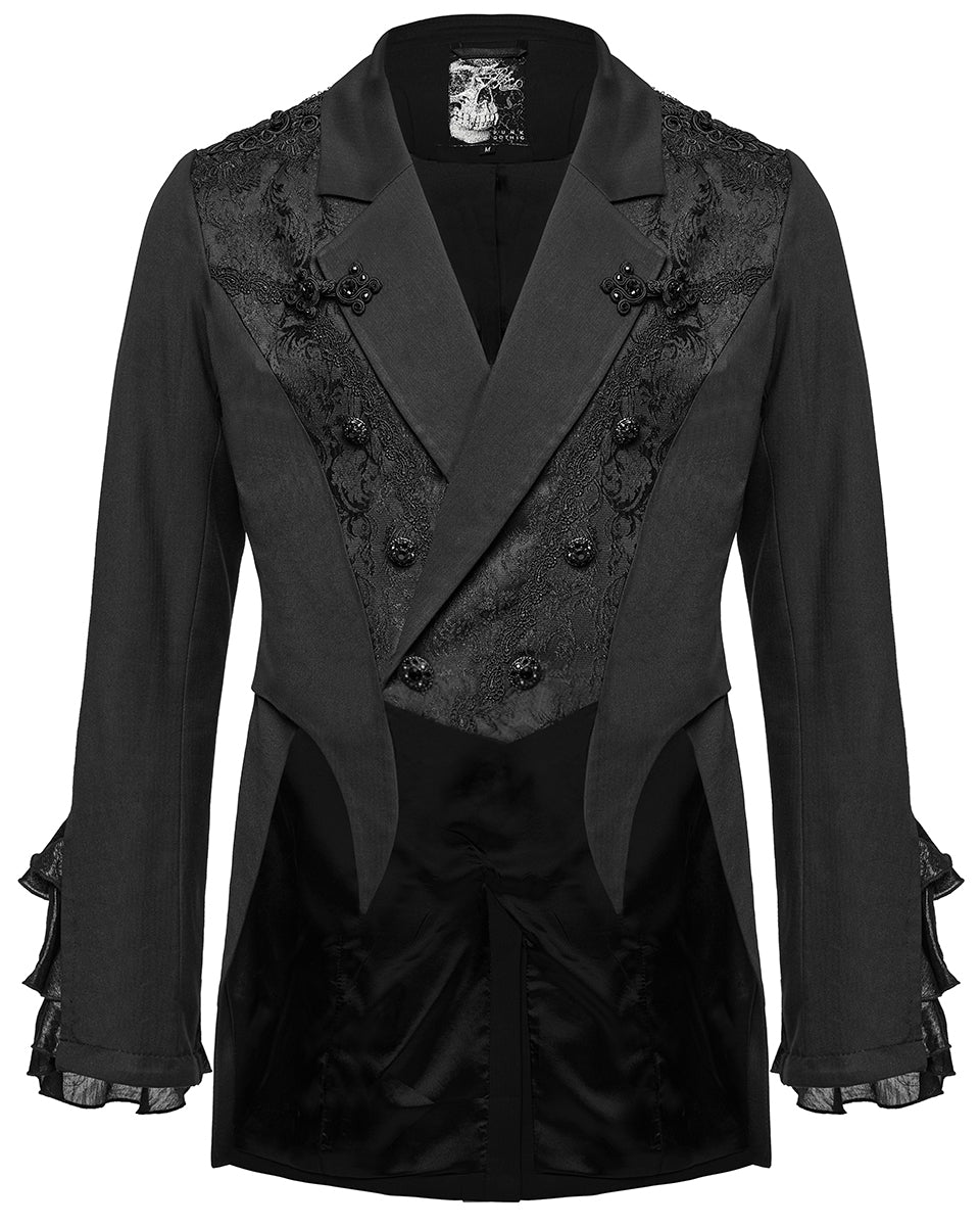 WY-1791LDM Mens Elegant Gothic Gentleman Embroidered Tailcoat Dress Jacket