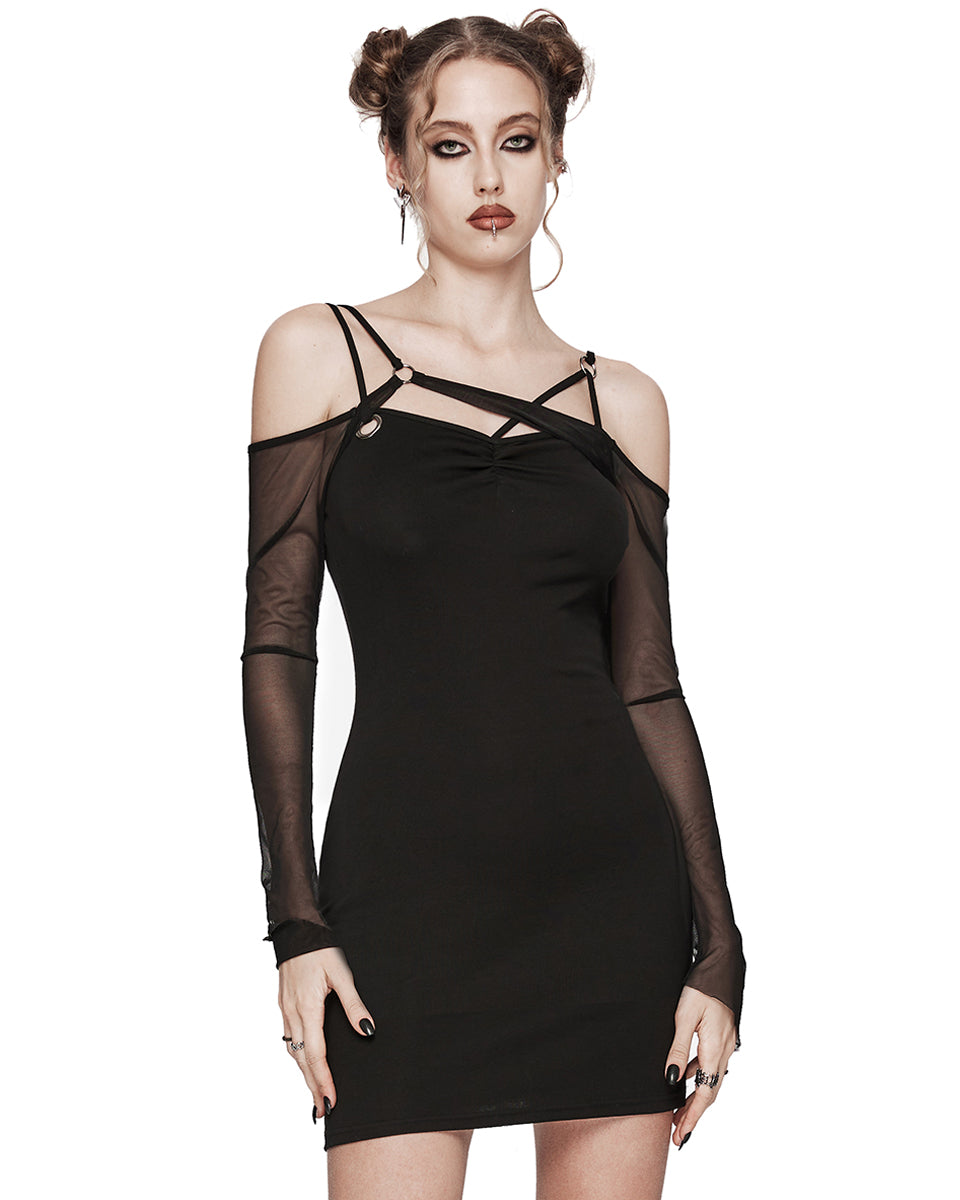 WQ-648LQF-BKF Daily Life Asymmetric Gothic Bodycon Dress