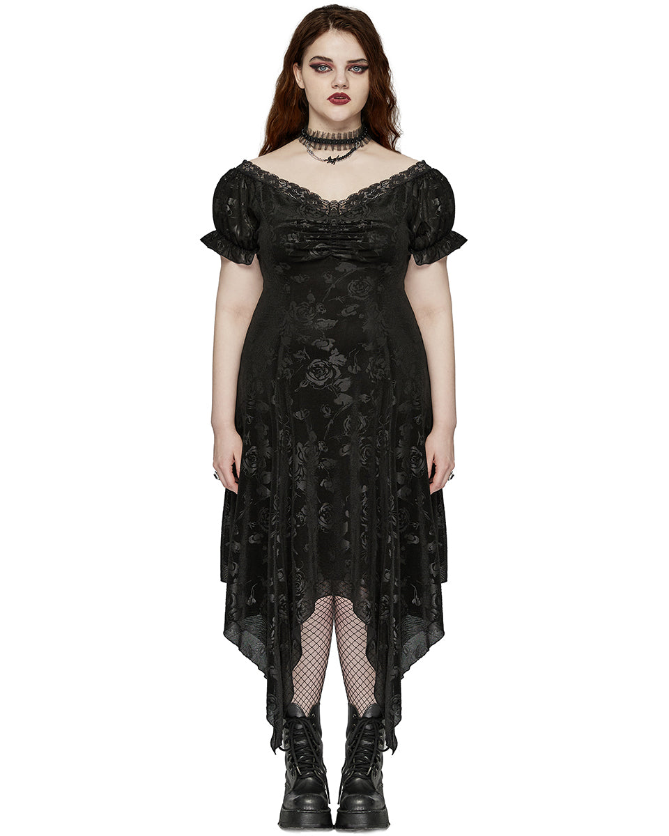 DQ-735LQF Plus Size Womens Gothic Dark Rose Dress