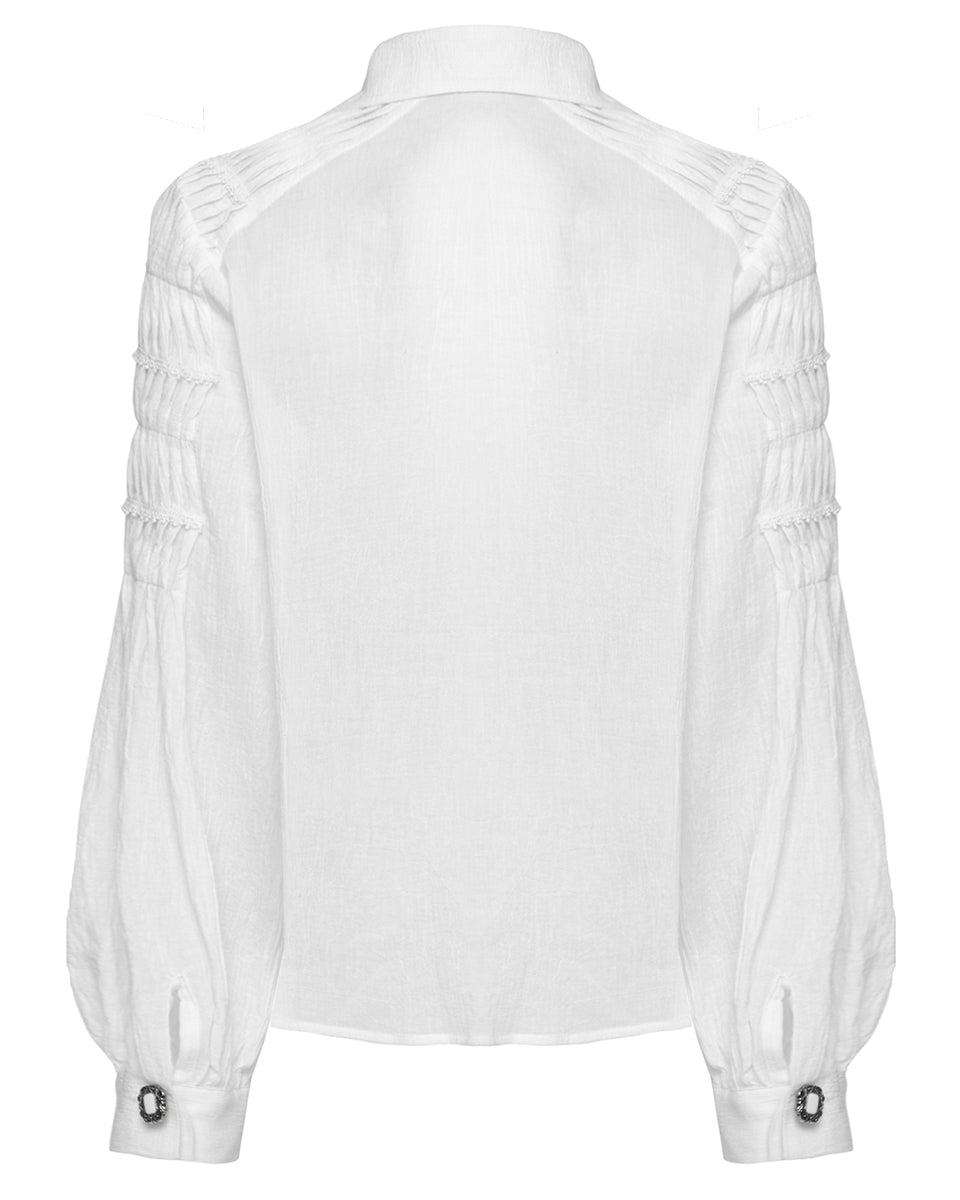 PR-WY-1526CCF-WHF Womens Steampunk Pirate Blouse Top - White