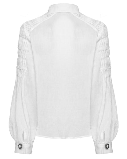 PR-WY-1526CCF-WHF Womens Steampunk Pirate Blouse Top - White