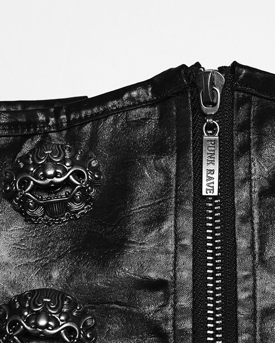 WS-875YDF Womens Gothic Chinese Dragon Coated Waist Cincher Corset Belt