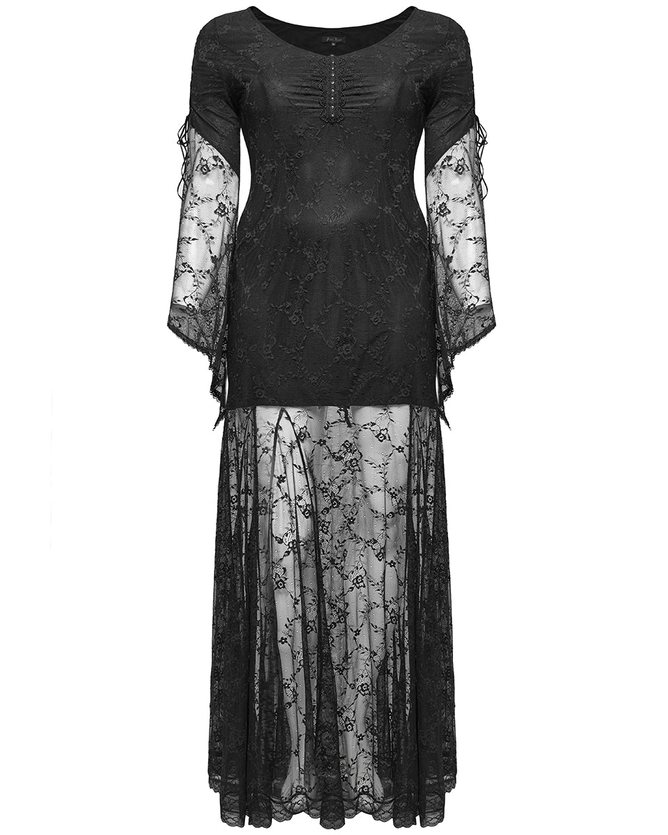 DQ-725LQF Plus Size Womens Gothic Layered Lace Maxi Dress