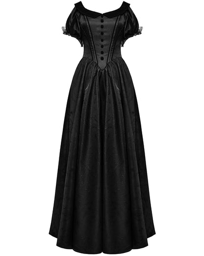 WQ-757LQF Womens Long Gothic Jacquard Ballgown Wedding Dress - Black