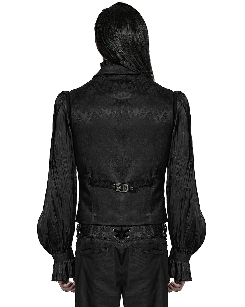 PR-Y1469-BKM Mens Dark Gothic Aristocrat Jacquard Waistcoat Vest