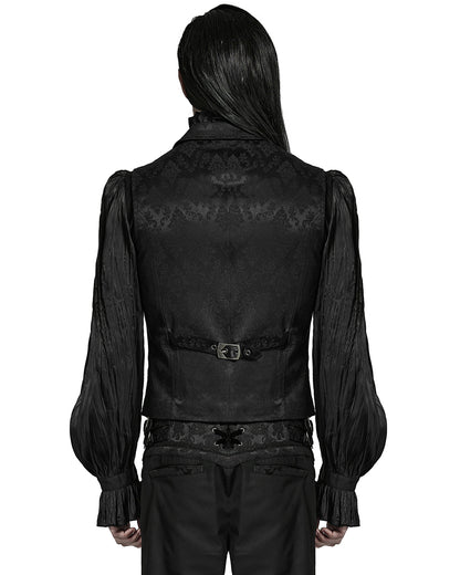 PR-Y1469-BKM Mens Dark Gothic Aristocrat Jacquard Waistcoat Vest - Victorian Damask