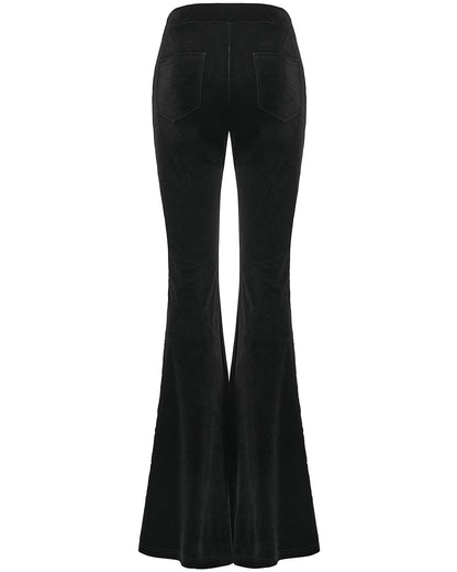 WK-745XCF-BKF Womens Gothic Velvet & Lace Flared Leggings
