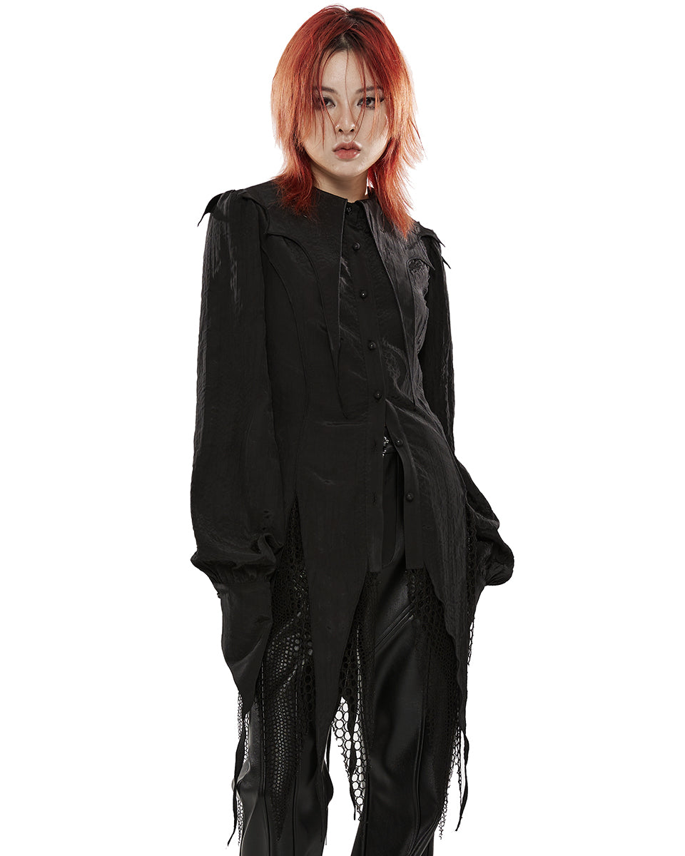 OPY-727 Daily Life Womens Urban Occult Asymmetric Bat Collar Blouse - Black