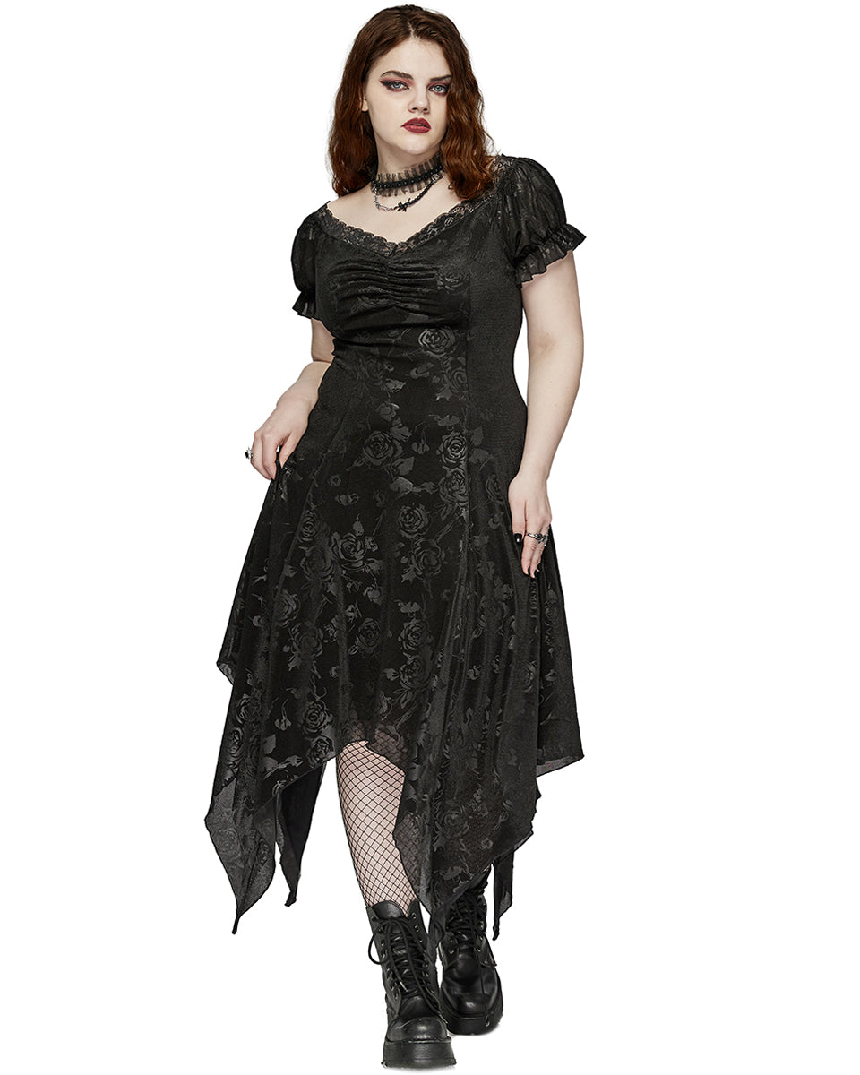 DQ-735LQF Plus Size Womens Gothic Dark Rose Dress