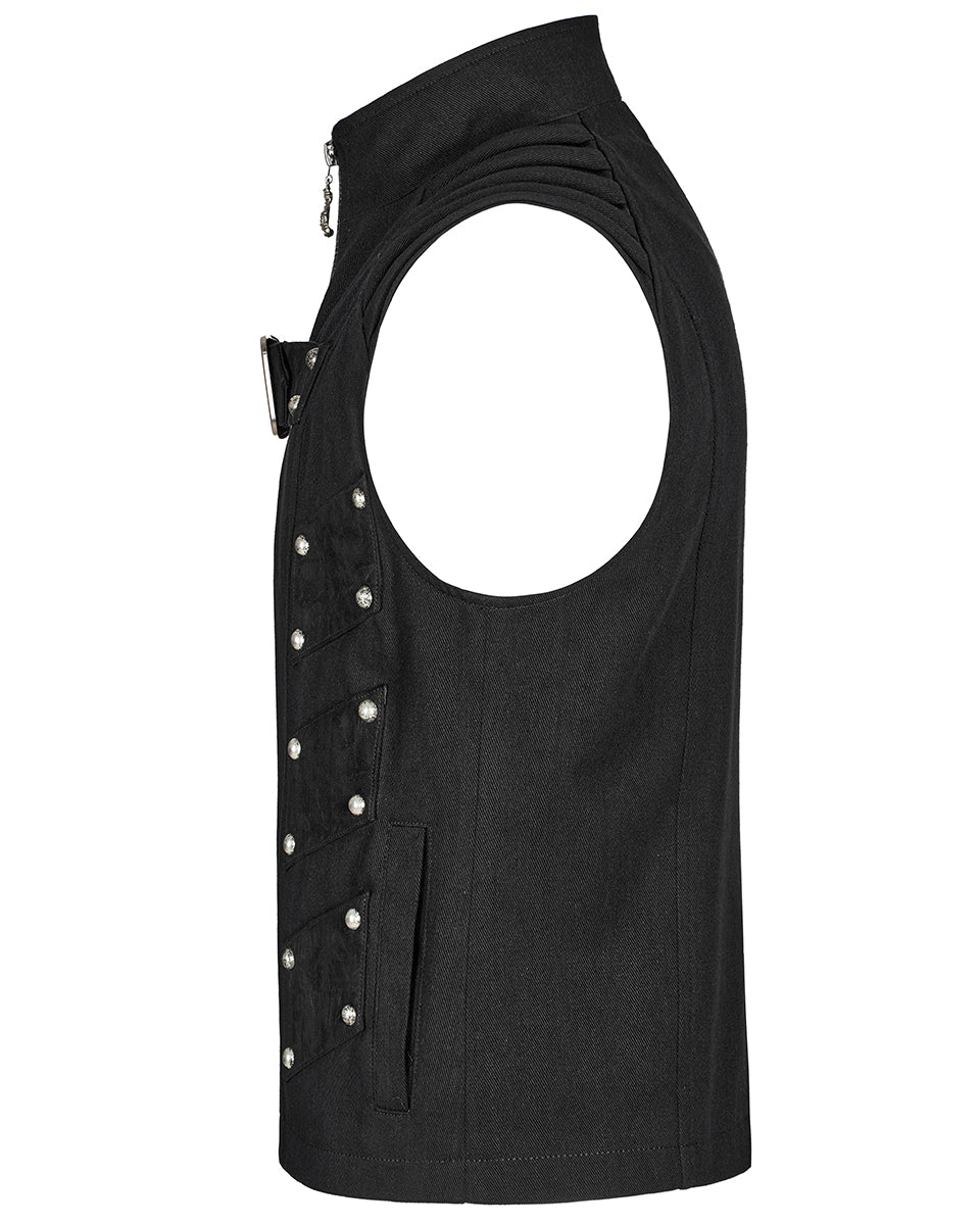 PR-Y1473-BKM Mens Doomsday Gothic Apocalypse Studded Waistcoat Vest