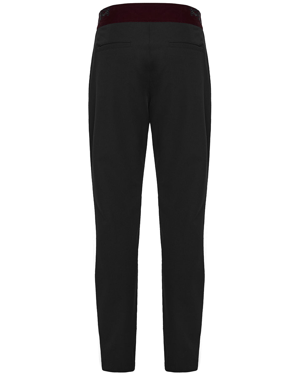 PR-WK-811XCM-BKRDM Mens Dark Gothic Aristocrat Embroidered Dress Pants - Black & Red