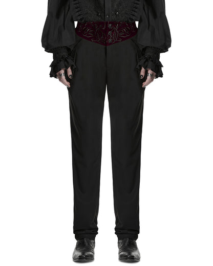 PR-WK-811XCM-BKRDM Mens Dark Gothic Aristocrat Embroidered Dress Pants - Black & Red