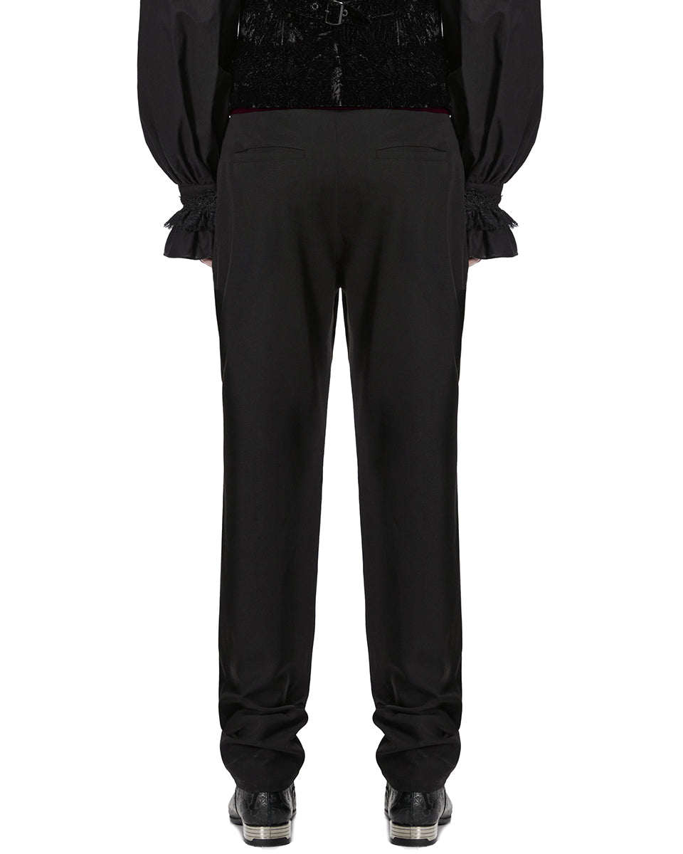 PR-WK-811XCM-BKRDM Mens Dark Gothic Aristocrat Embroidered Dress Pants - Black & Red