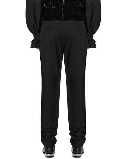 PR-WK-811XCM-BKRDM Mens Dark Gothic Aristocrat Embroidered Dress Pants - Black & Red
