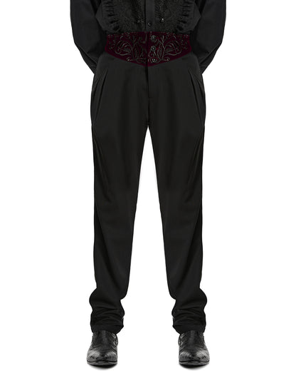 PR-WK-811XCM-BKRDM Mens Dark Gothic Aristocrat Embroidered Dress Pants - Black & Red