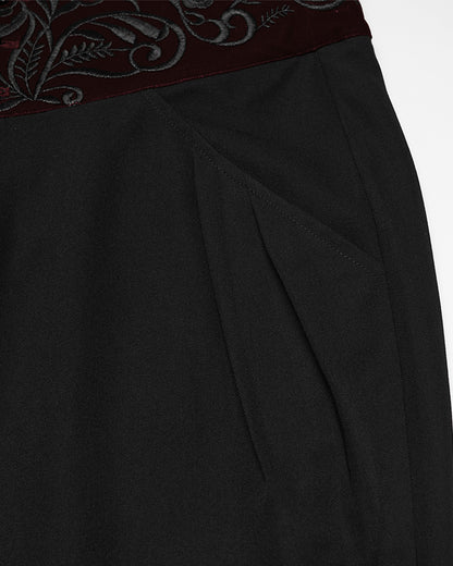 PR-WK-811XCM-BKRDM Mens Dark Gothic Aristocrat Embroidered Dress Pants - Black & Red