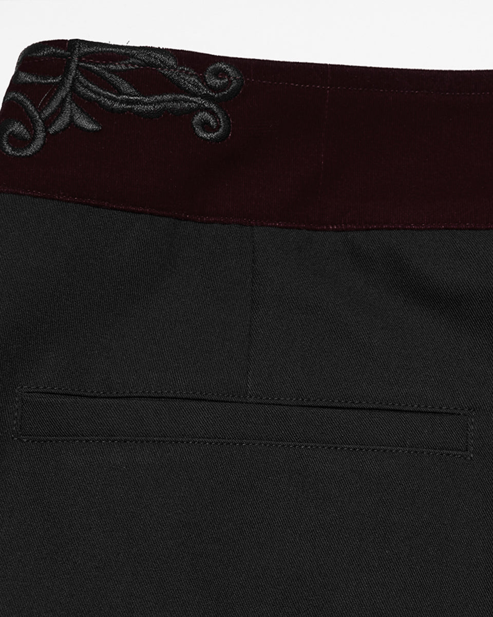 PR-WK-811XCM-BKRDM Mens Dark Gothic Aristocrat Embroidered Dress Pants - Black & Red