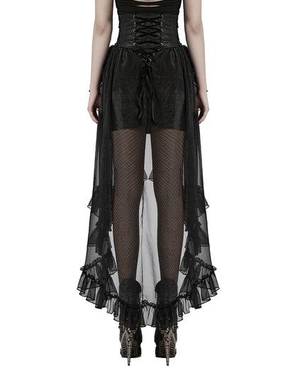 WQ-845BQF-BKF Womens Long Romantic Gothic Layered Chiffon Corset Skirt