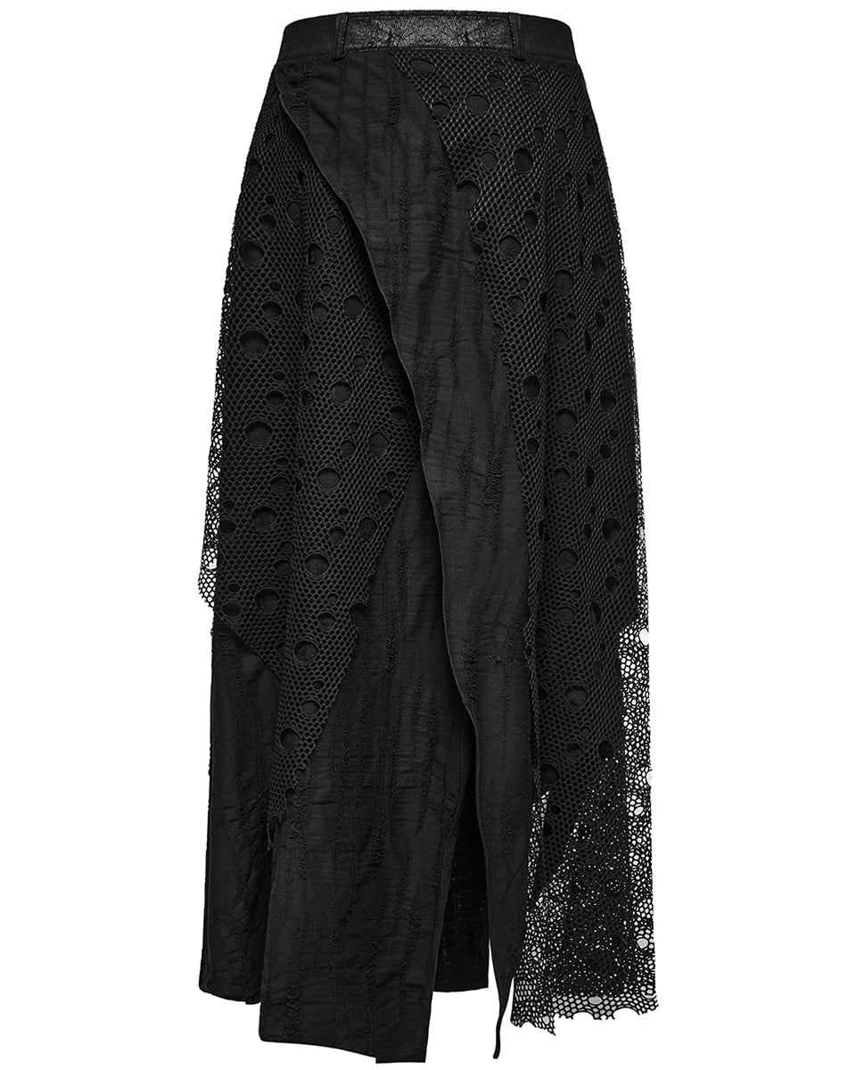 PR-WQ-652BQM-BKM Mens Long Apocalyptic Punk Skirt