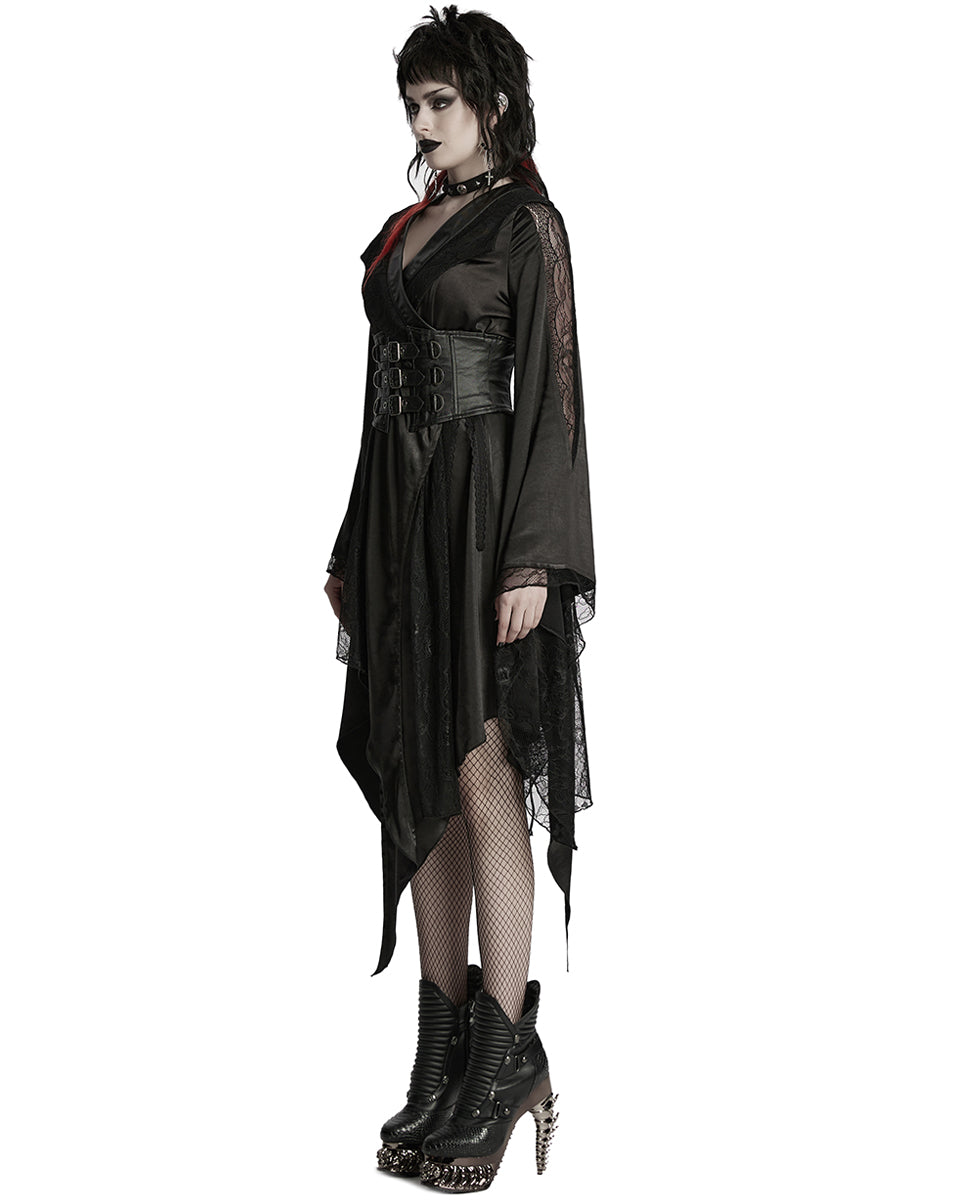 WY-1723XCF-BKF Womens Dark Gothic Lolita Lace Inset Kinono Dress Jacket