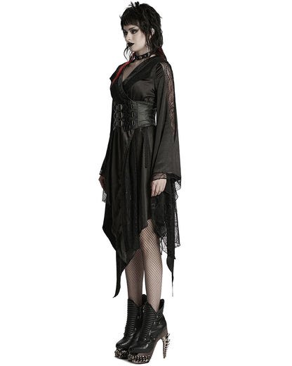 WY-1723XCF-BKF Womens Dark Gothic Lolita Lace Inset Kinono Dress Jacket