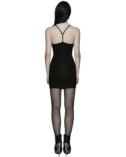 WQ-931LQF Womens Elegant Gothic Lace Applique Mini Slip Dress